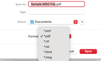 As well as letting you view the contents of .MSG files, the Msg Viewer Pro app can convert the files to other formats, including PDF.