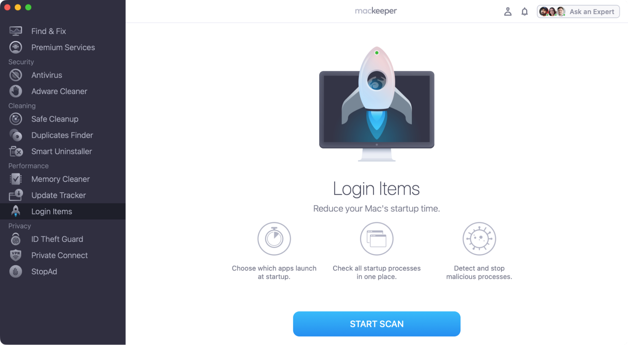 Using MacKeeper's Login Items tool, you can easily see any LaunchAgents or LaunchDaeomons that are set to automatically start with macOS.