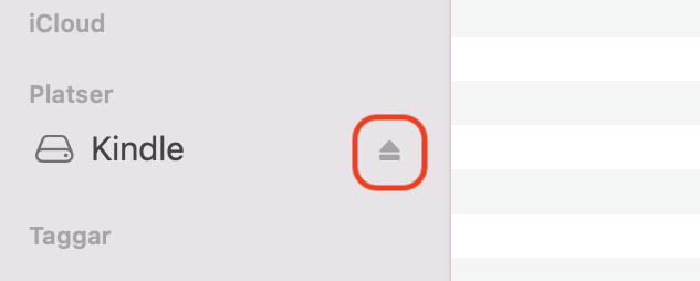 Innan du kopplar bort externa hårddiskar bör du mata ut dem från macOS, så att du inte förlorar data. Klicka på utmatningsikonen för att göra detta.