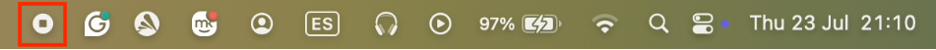 To end your screen recording on a Mac, look for the Stop icon on your menu bar and click on it.