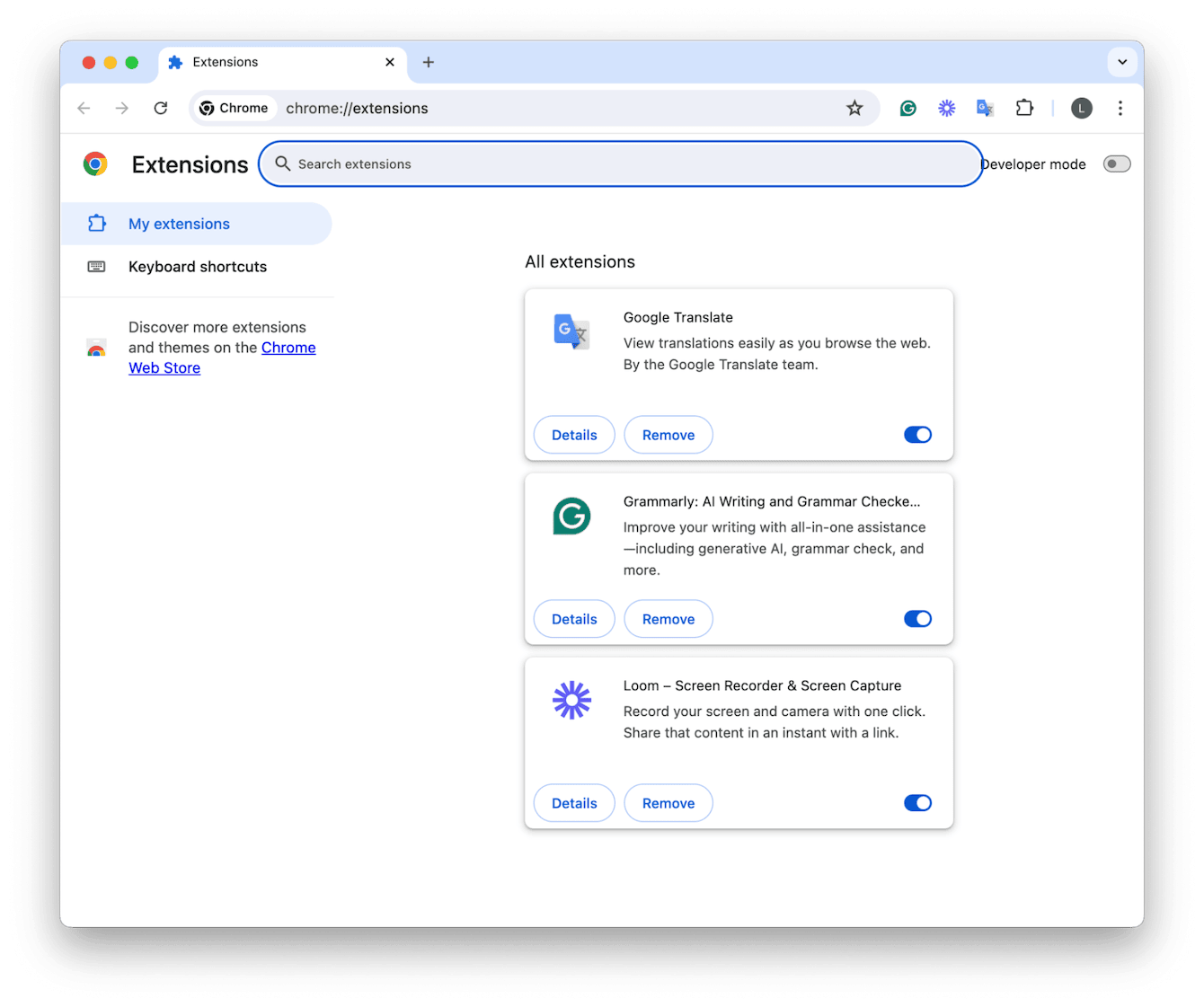 To disable all Browser Extensions, launch your Google Chrome, click the three-dot menu in the top-right corner, choose the My Extensions option to check your installed extensions, and remove the extensions you don’t trust.
