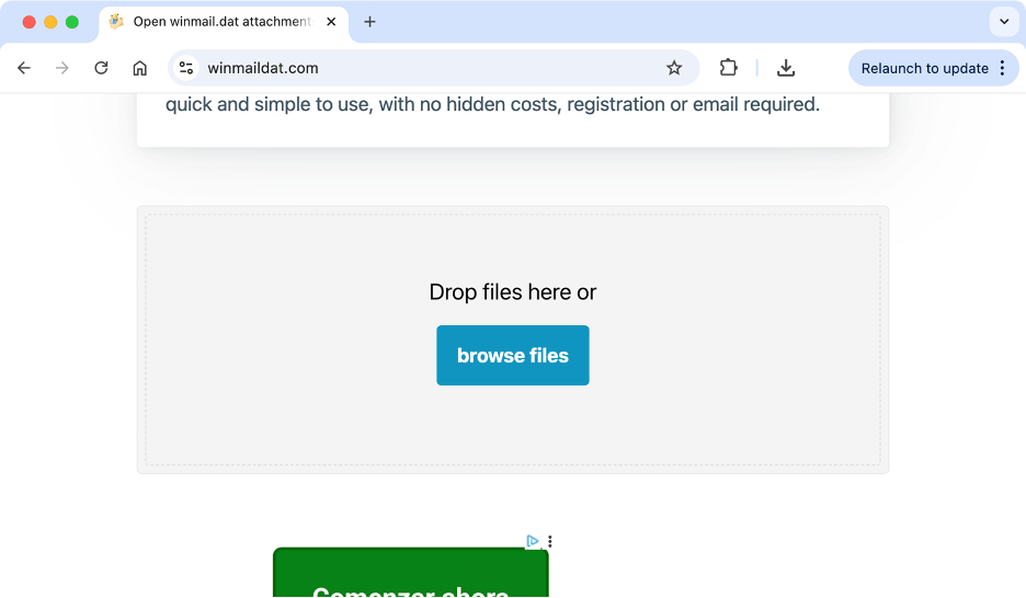 To open a .dat file from your Mac on a browser, click the Browse Files button.