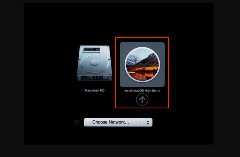 To use a bootable USB installer to reinstall macOS High Sierra on your Mac, select the Install macOS High Sierra disk on your screen.