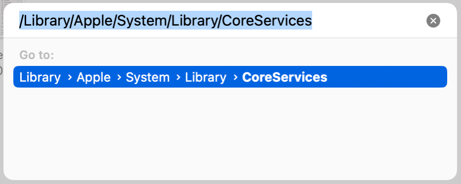 To see what XProtect checks for on your Mac, enter the /Library/Apple/System/Library/CoreServices address.