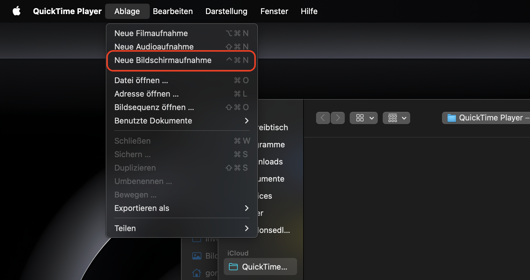 Das Bild zeigt Macs QuickTime Player-Tool auf einem Mac. Der QuickTime Player ist eines der Tools, die für die Aufnahme von Videos auf dem MacBook zur Verfügung stehen. Das Bild zeigt Macs QuickTime Player-Tool auf einem Mac. Der QuickTime Player ist eines der Tools, die für die Aufnahme von Videos auf dem MacBook zur Verfügung stehen.