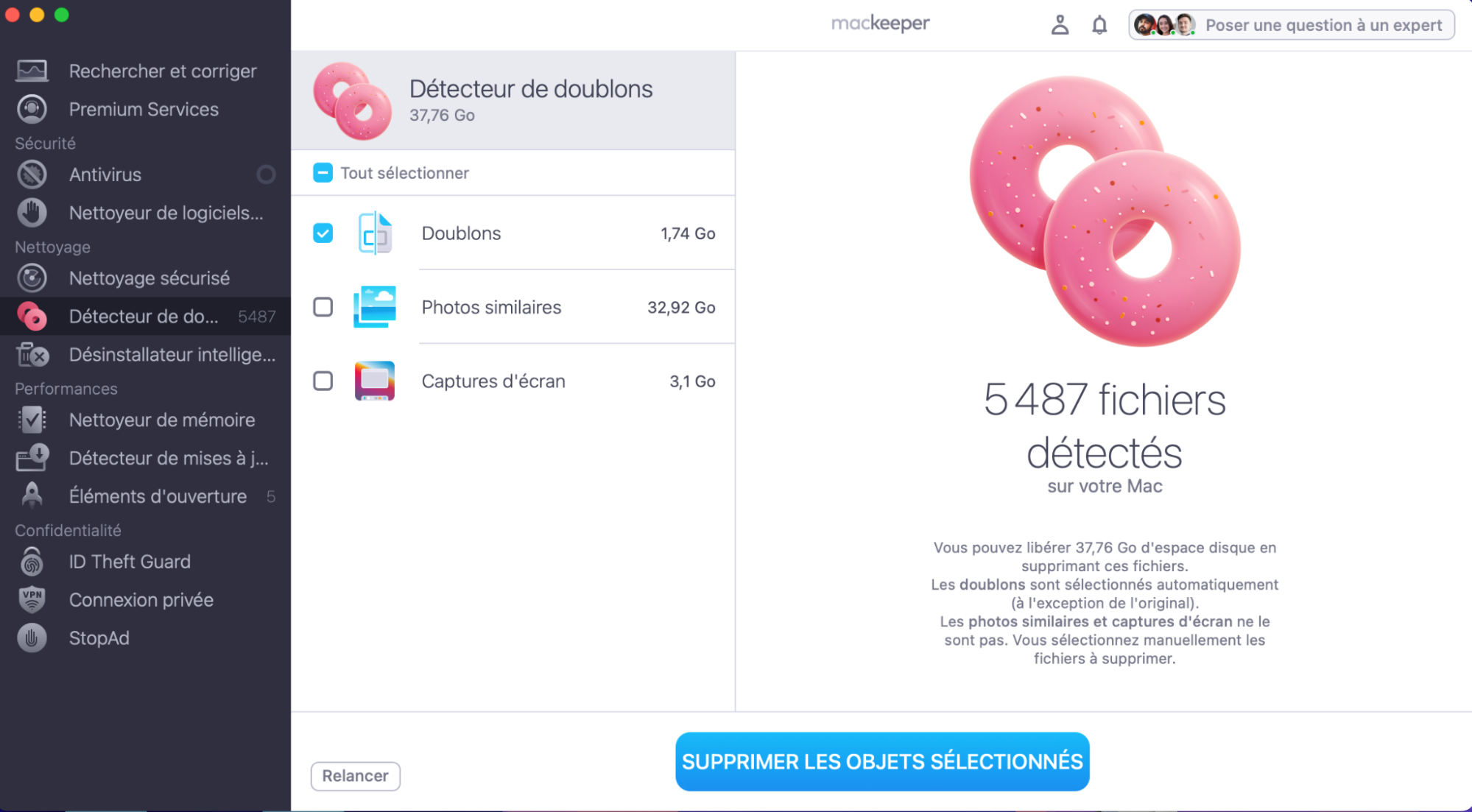 Avant de supprimer tout élément sur votre appareil, veillez d’abord à consulter les résultats obtenus par le Détecteur de doublons de MacKeeper. Vous éviterez ainsi d’effacer accidentellement des photos que vous avez l’intention de garder.