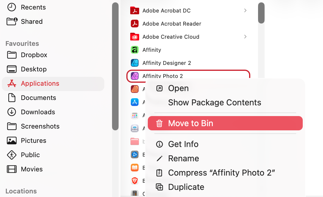 Sometimes, malware comes in the form of an app, which you can simply uninstall. Find it in your Applications folder, send it to your trash, and then empty your Trash.