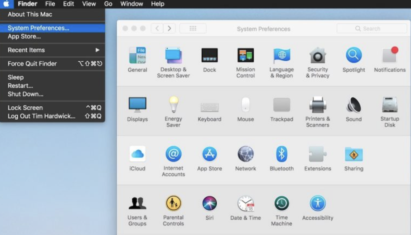 In order to approve kernel extensions that might not currently be working, begin by opening up System Preferences on your device. Then go to Security & Privacy.