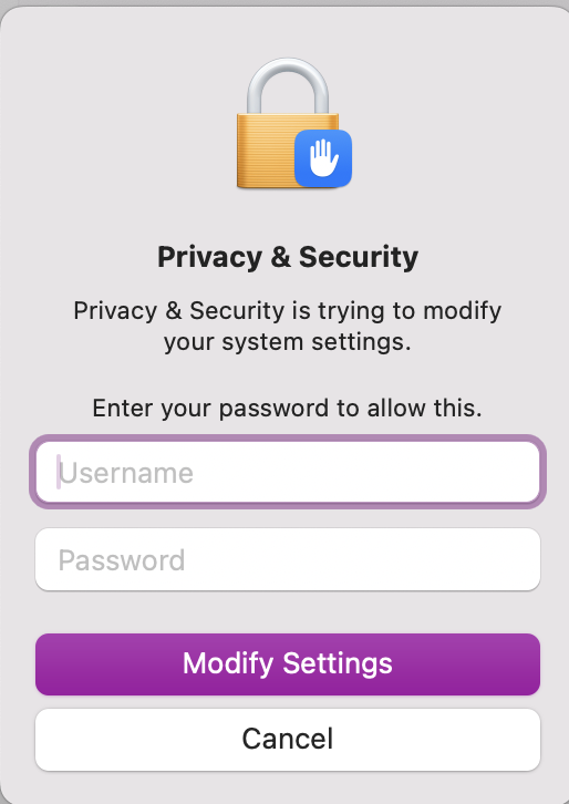 The new installation of an app might trigger a pop-up requiring you to enter your Admin password; enter it, and the installation will be finalised.
