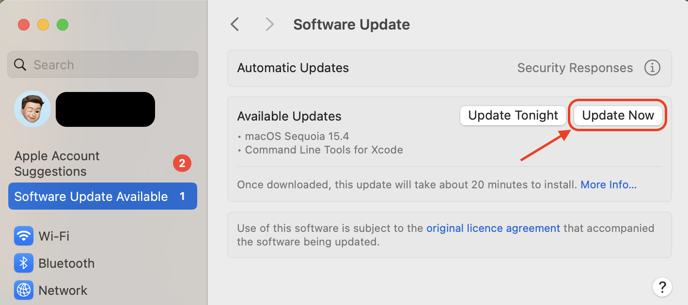 Click the Update Now button if updates are available to install the latest macOS improvements, security patches, and performance optimizations.