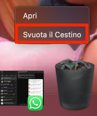 Per eliminare Safari dal Mac, fai clic con il tasto destro sul Cestino e seleziona Svuota il Cestino.