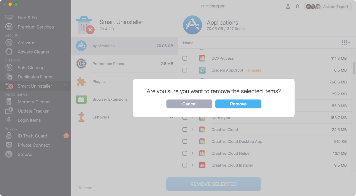 Finally, confirm that you want to get rid of the app by clicking the 'Remove' button. This will permanently delete the app, as well as any leftover files.