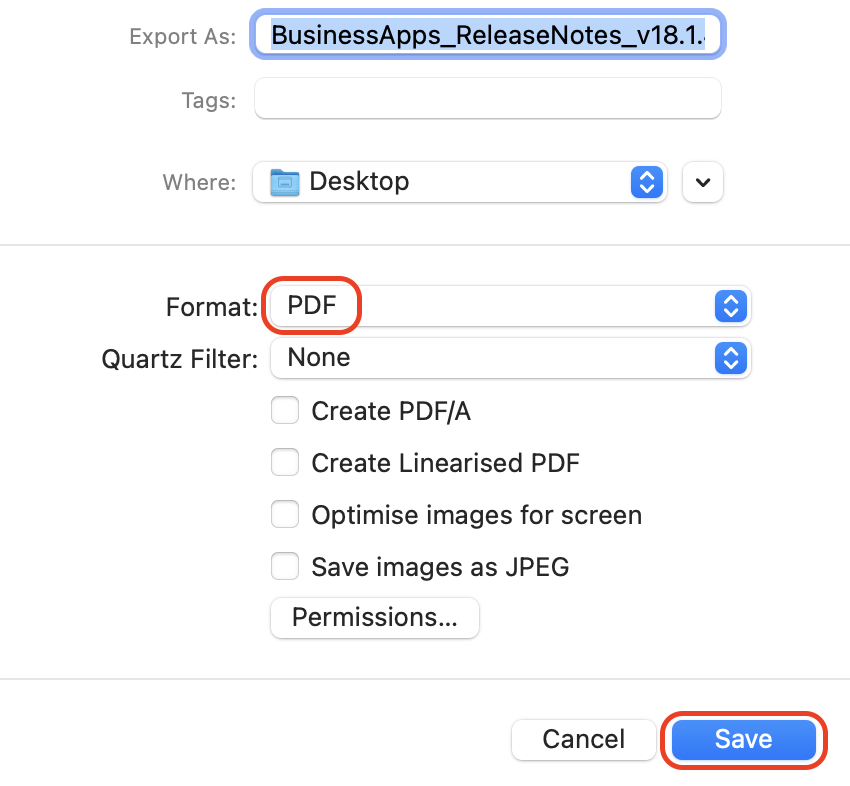 Select PDF as the export format in Preview and click Save to create a new unlocked version of the document without password protection.