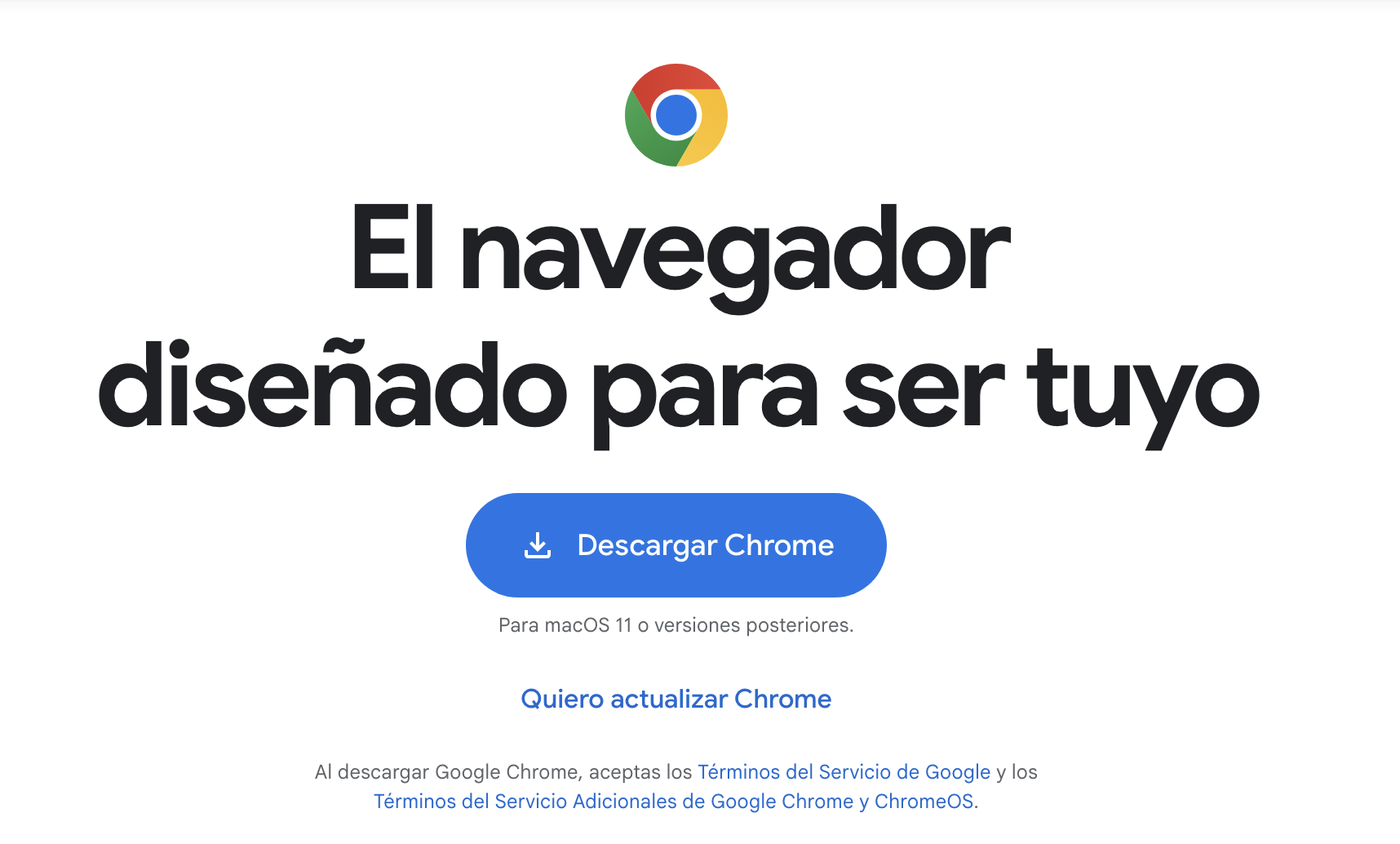 Para reinstalar Google Chrome, accede a https://www.google.com/chrome/ y selecciona Descargar Chrome.