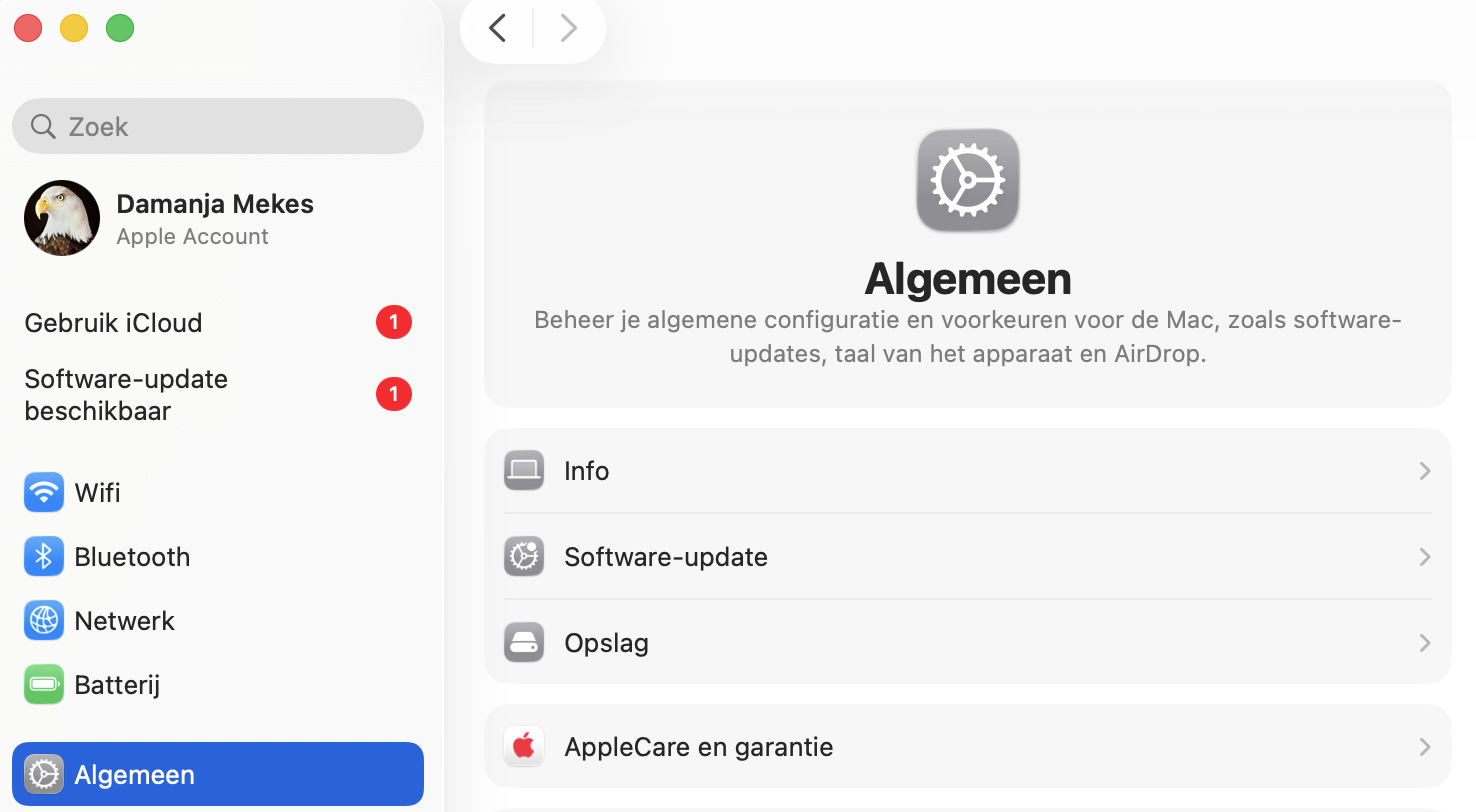 Ga naar het tabblad Opslag in de Systeeminstellingen.