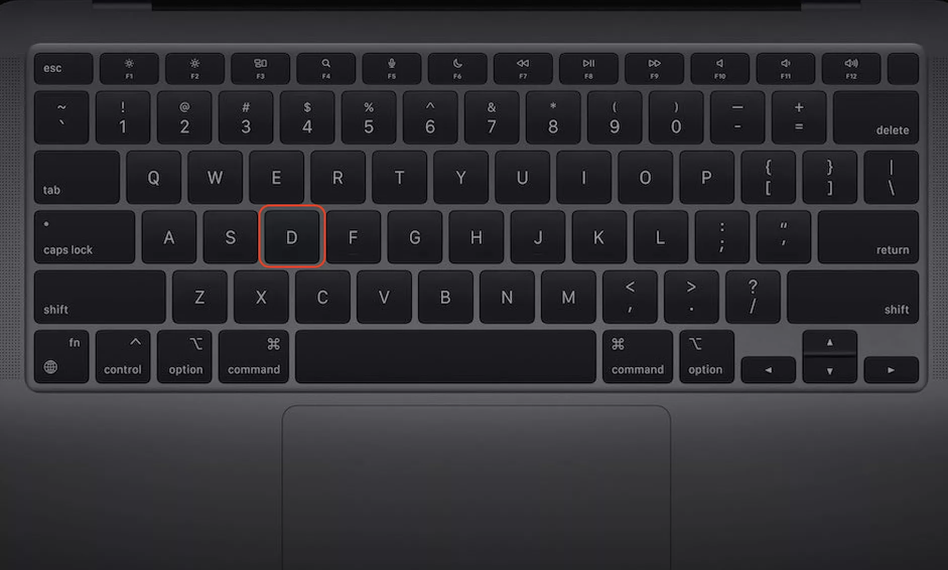 For å kjøre Apple-diagnostikk på en Intel-Mac, slå først på Macen, og trykk deretter umiddelbart og hold D-tasten inne.