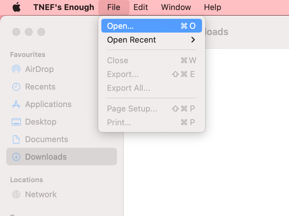 To view a .dat document on your Mac, click File from the task bar, then select Open from the dropdown menu.
