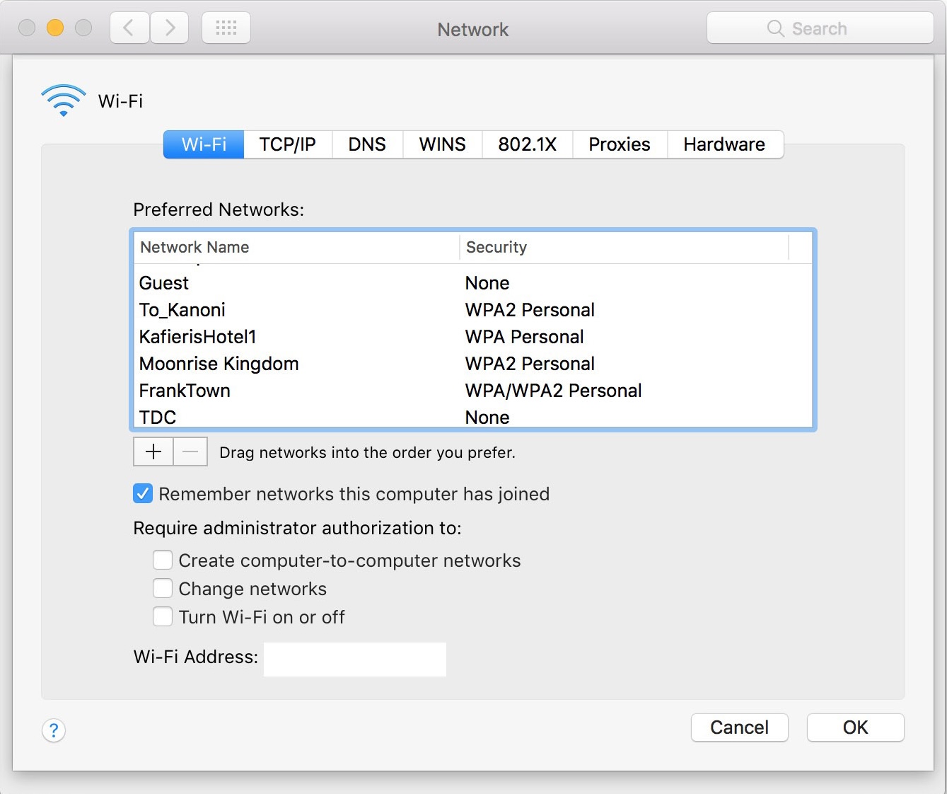To change the priority order on your Mac's saved Wi-Fi networks, go to Advanced, then drag them to list them as you wish.