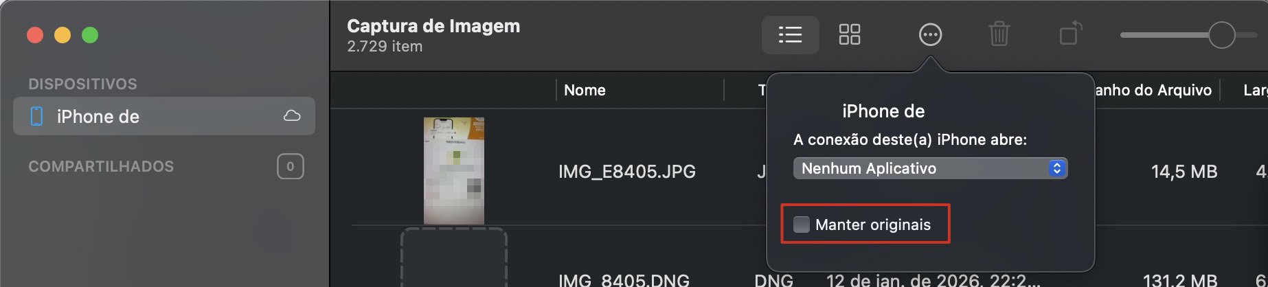 No ícone de três pontos, selecione se deseja manter os originais ou não.