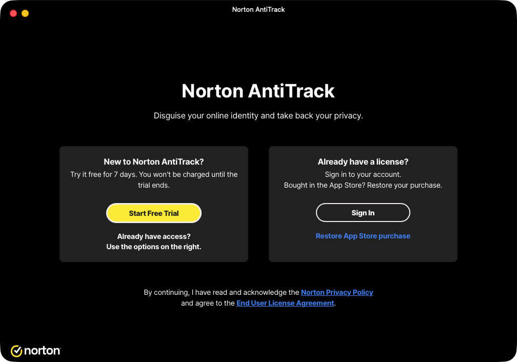 Norton's AntiTrack feature could be useful, but it requires a separate subscription, so it isn't part of Norton 360 Standard.