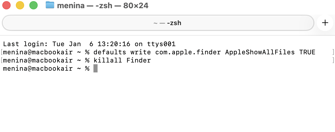 Om verder te gaan moet je Finder opnieuw starten. De eenvoudigste manier is door in Terminal de volgende opdracht in te voeren: killall Finder.