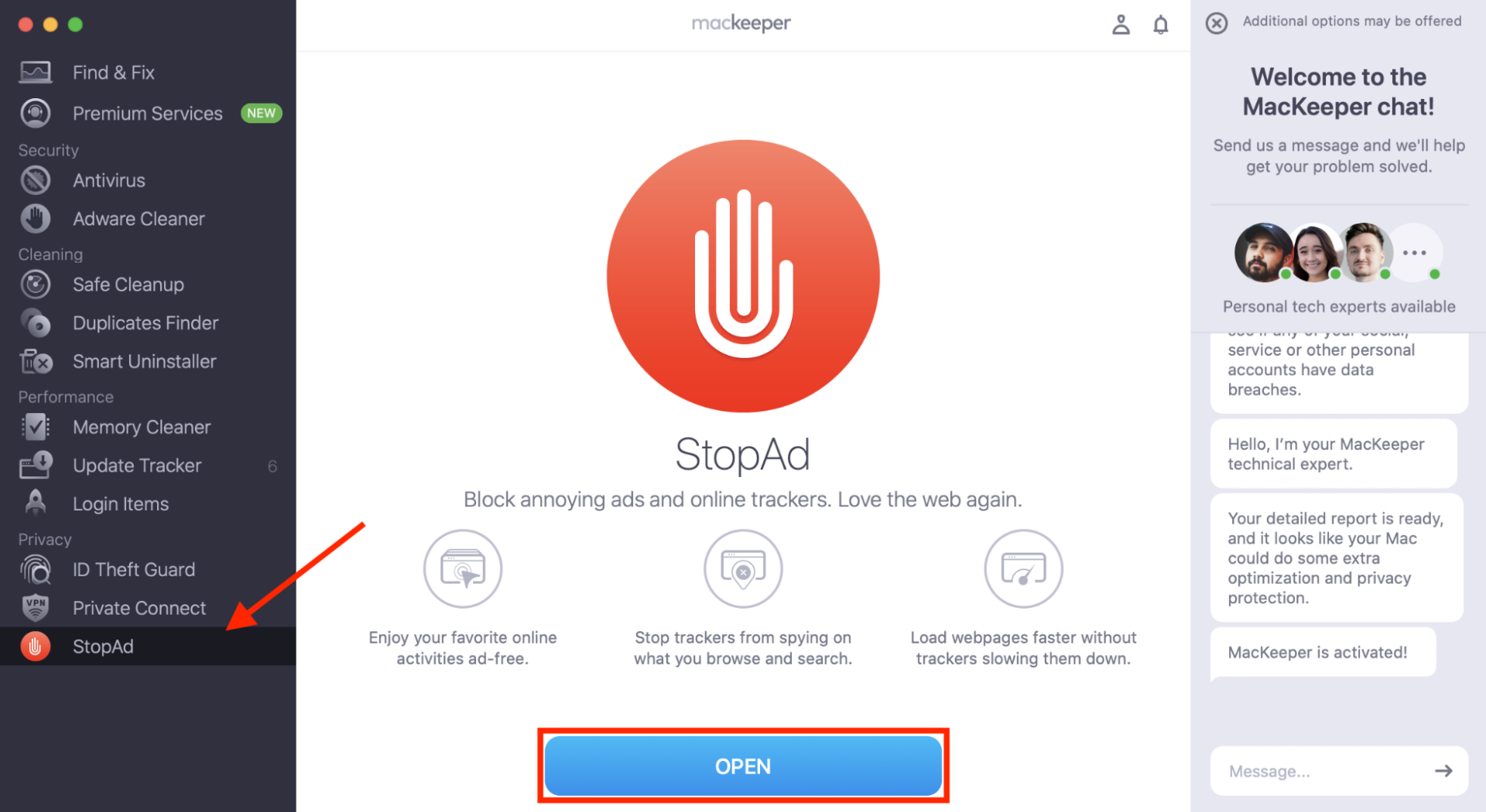 MacKeeper's StopAd tool on Mac. Use StopAd to block ads, banners, and invasive trackers on your favorite websites in Safari and Google Chrome.
