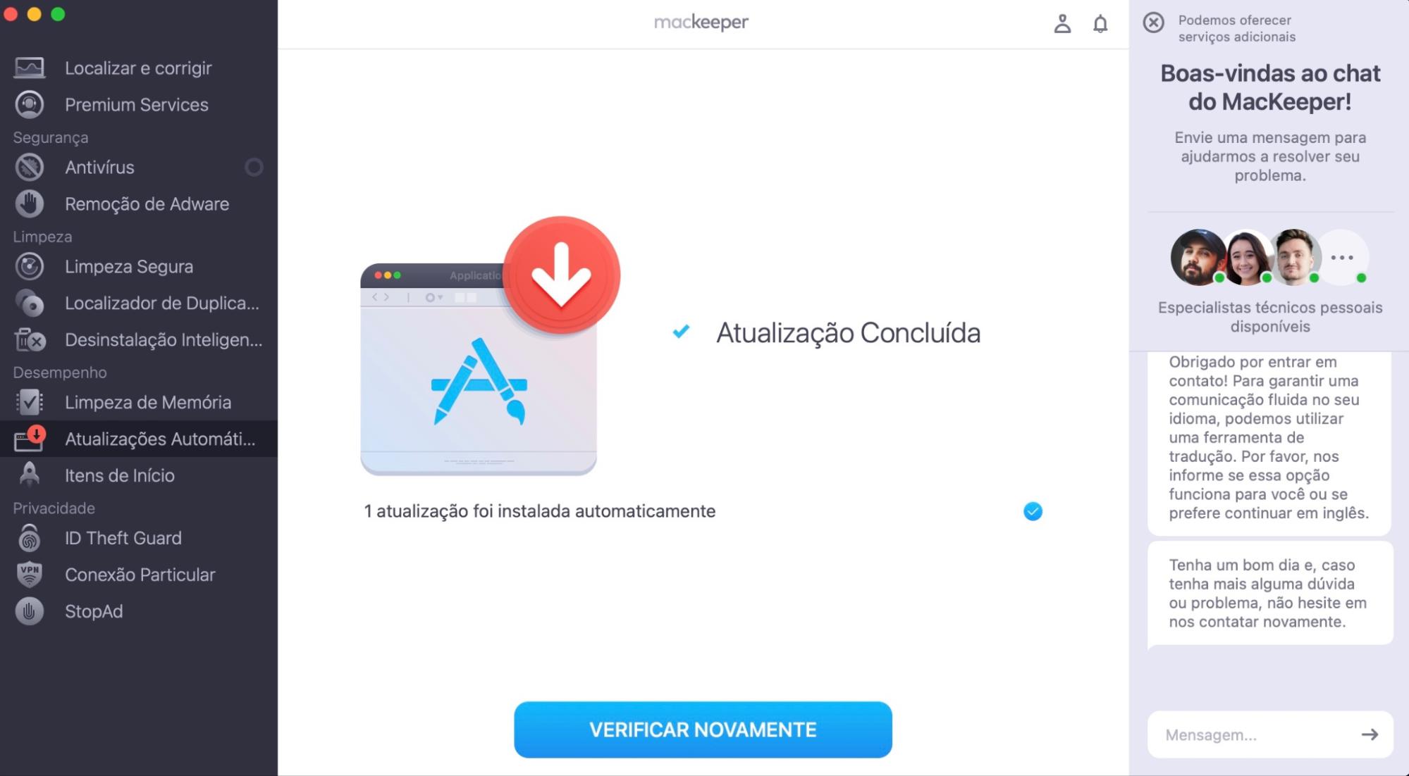 Atualização concluída, agora os aplicativos estão atualizados. Você pode fazer uma nova verificação no seu Mac para procurar outras atualizações.