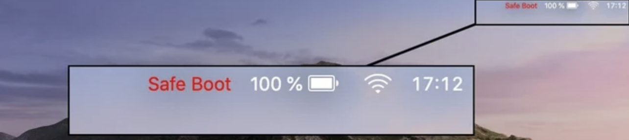Se hai avviato correttamente il tuo Mac in Modalità sicura, vedrai la dicitura Modalità sicura, Safe Boot o simili nell’angolo in alto a destra dello schermo. A questo punto, prova a usare Finder per verificare se il problema persiste.
