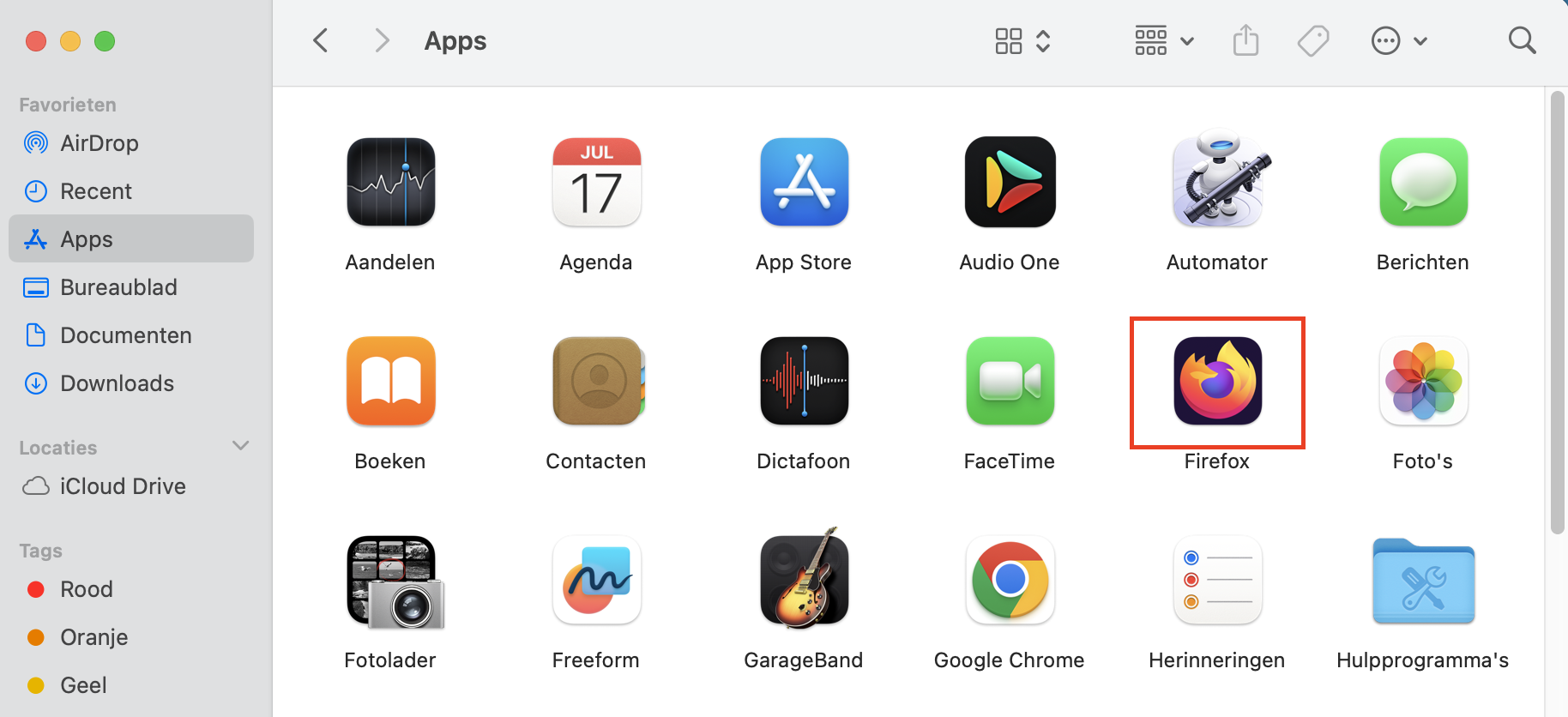 De map Programma’s in Finder op de Mac met een meegeleverd verwijderprogramma. Hiermee kun je een app volledig van je Mac verwijderen.