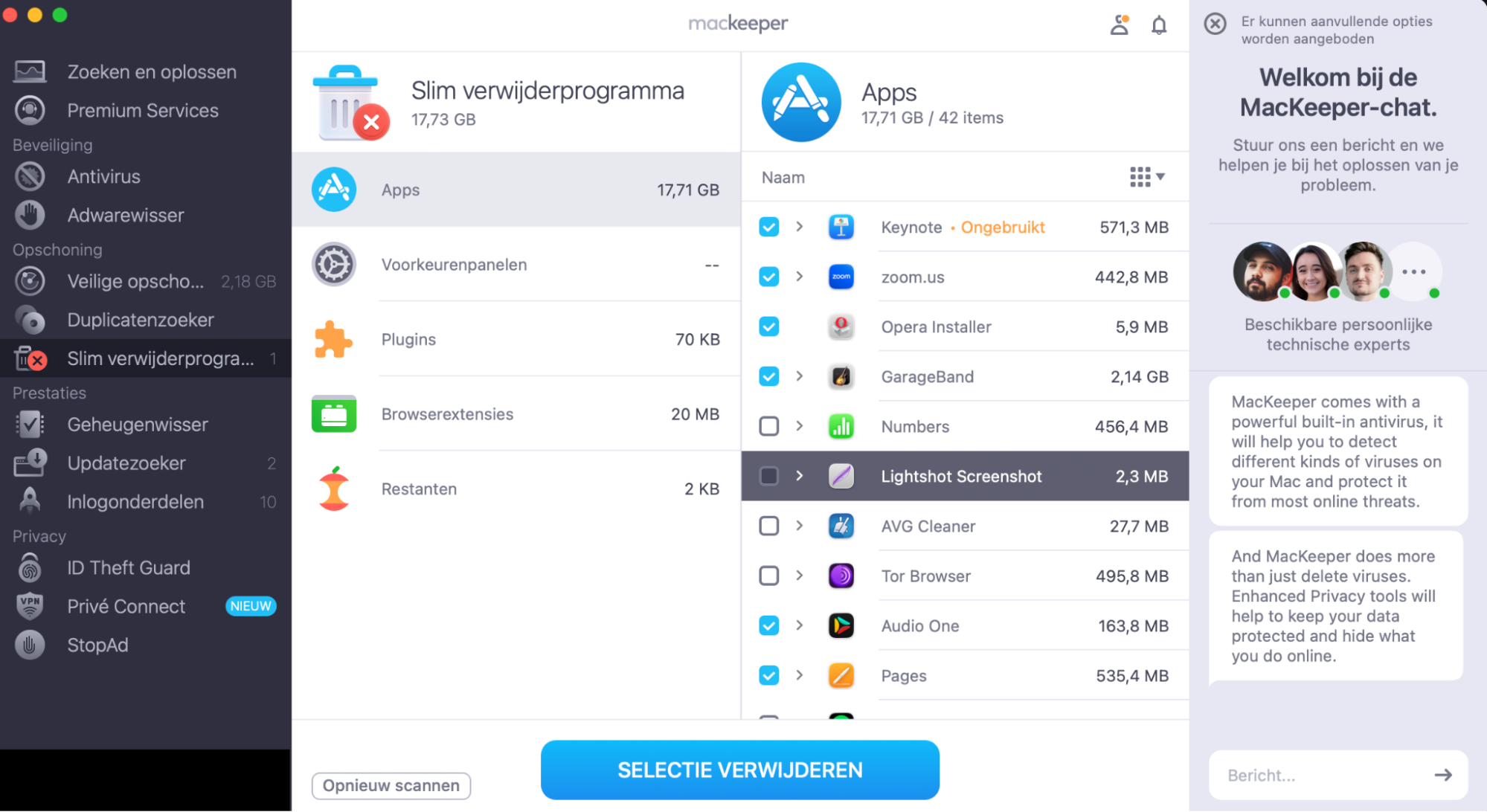In de functie Slim Verwijderprogramma van MacKeeper klik je op Browserextensies om extensies van webbrowser-apps van derden te zien.