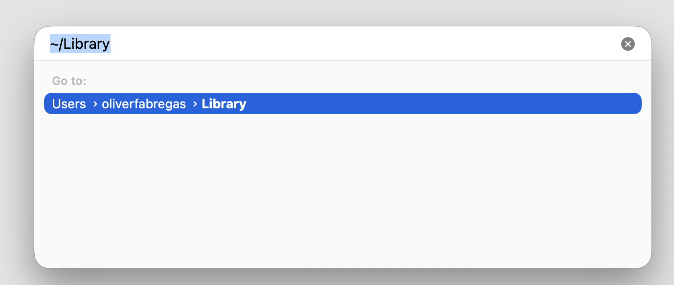Finder Go to Folder box on a MacBook with ~/Library typed in, used to open the hidden Library folder and clear Tor Browser leftover files. Finder Go to Folder box on a MacBook with ~/Library typed in, used to open the hidden Library folder and clear Tor Browser leftover files.