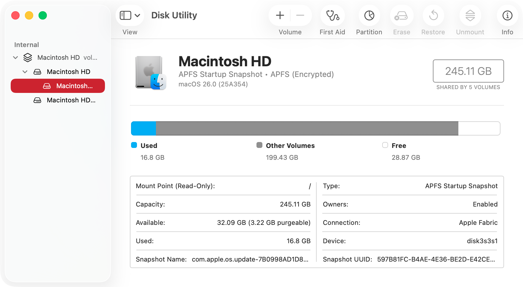 From the menu on the left-hand side of Disk Utility, select your external drive, then click the 'First Aid' option at the top of the tool.