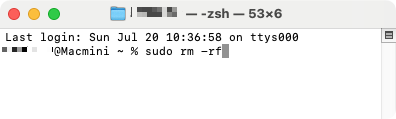 You can also delete app from your Mac using the command-line tool, Terminal. Start by running Terminal, then type in 'sudo rm -rf', leaving a gap at the end.