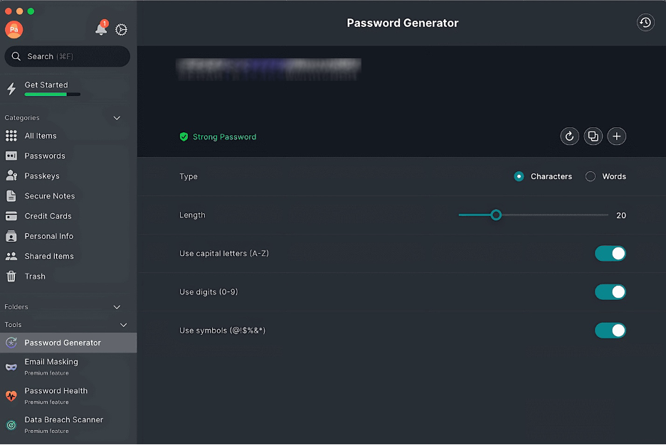 NordPass for macOS includes a password generator feature.