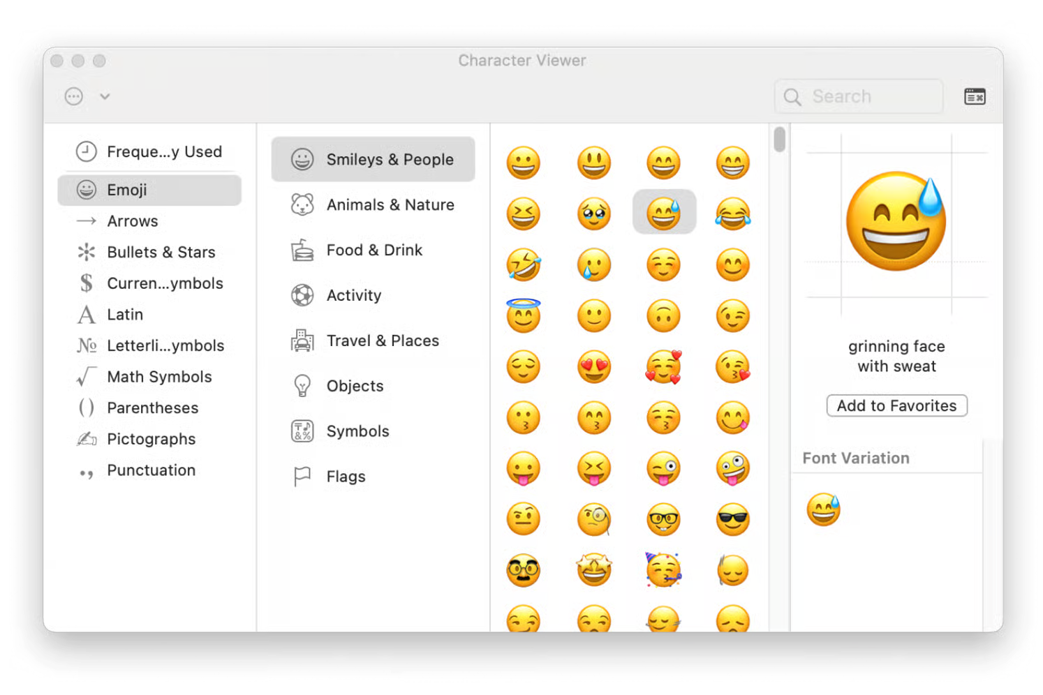 If you want to launch the Character Viewer via the Keyboard Shortcut for typing an em dash on your Mac, press the Control + Command + Space combination, then select the symbol you need from the emoji & symbols panel in the Character Viewer.
