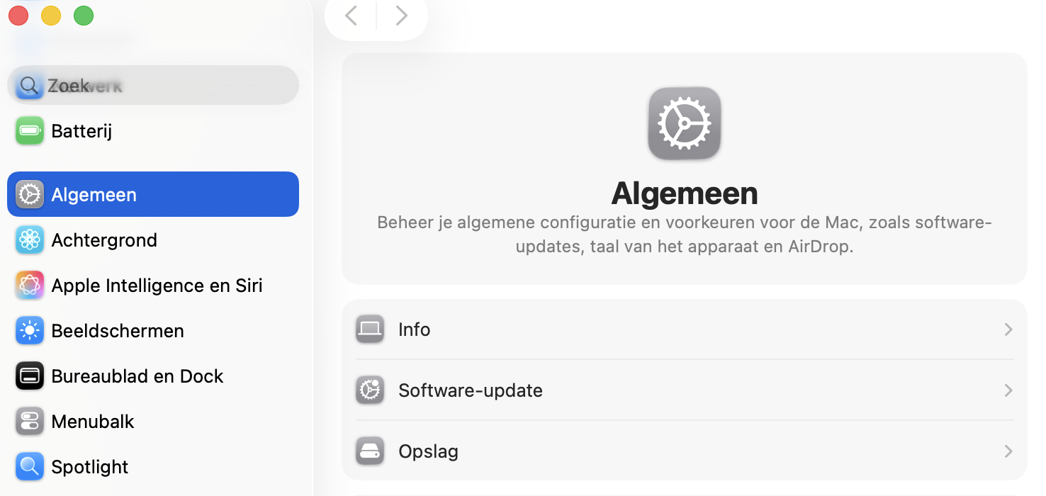 Maak ruimte vrij op je Mac door naar Systeeminstellingen > Algemeen > Opslag te gaan. Je Mac heeft een handige functie waarmee je apps, bestanden en meer kunt verwijderen.