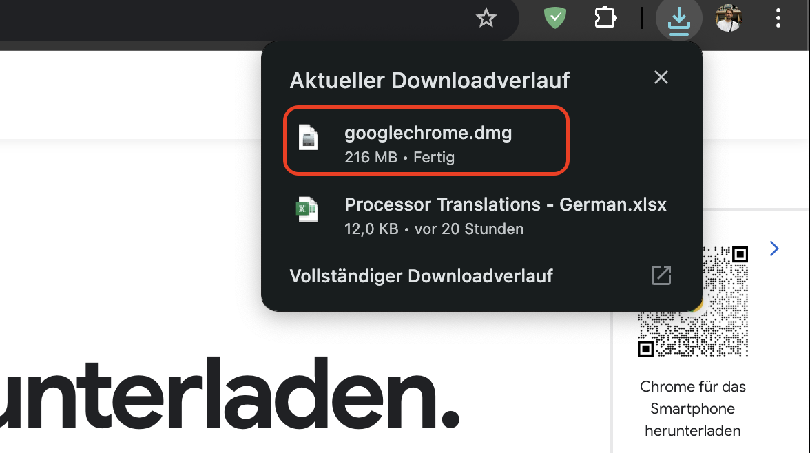 Doppelklicken Sie auf die heruntergeladene .dmg-Datei.