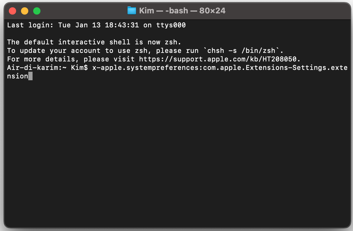 Dopo aver aperto l’app Terminale sul tuo computer, inserisci il comando specifico nella finestra per avviare la configurazione.