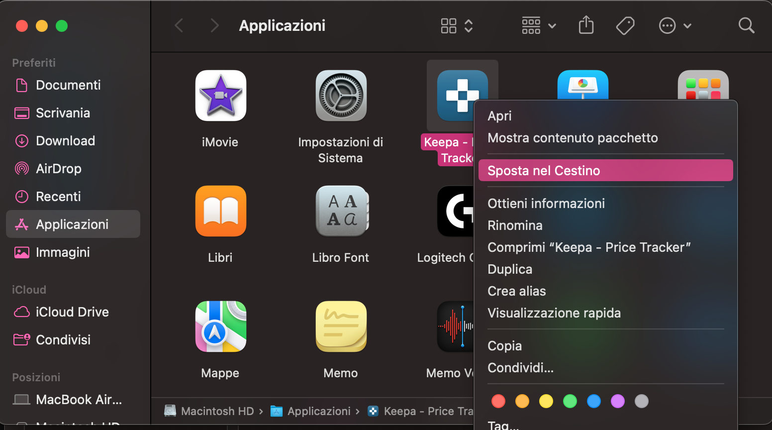 Ora non ti resta che eliminare manualmente l’estensione dalla cartella Applicazioni, proprio come faresti con qualsiasi altra app.