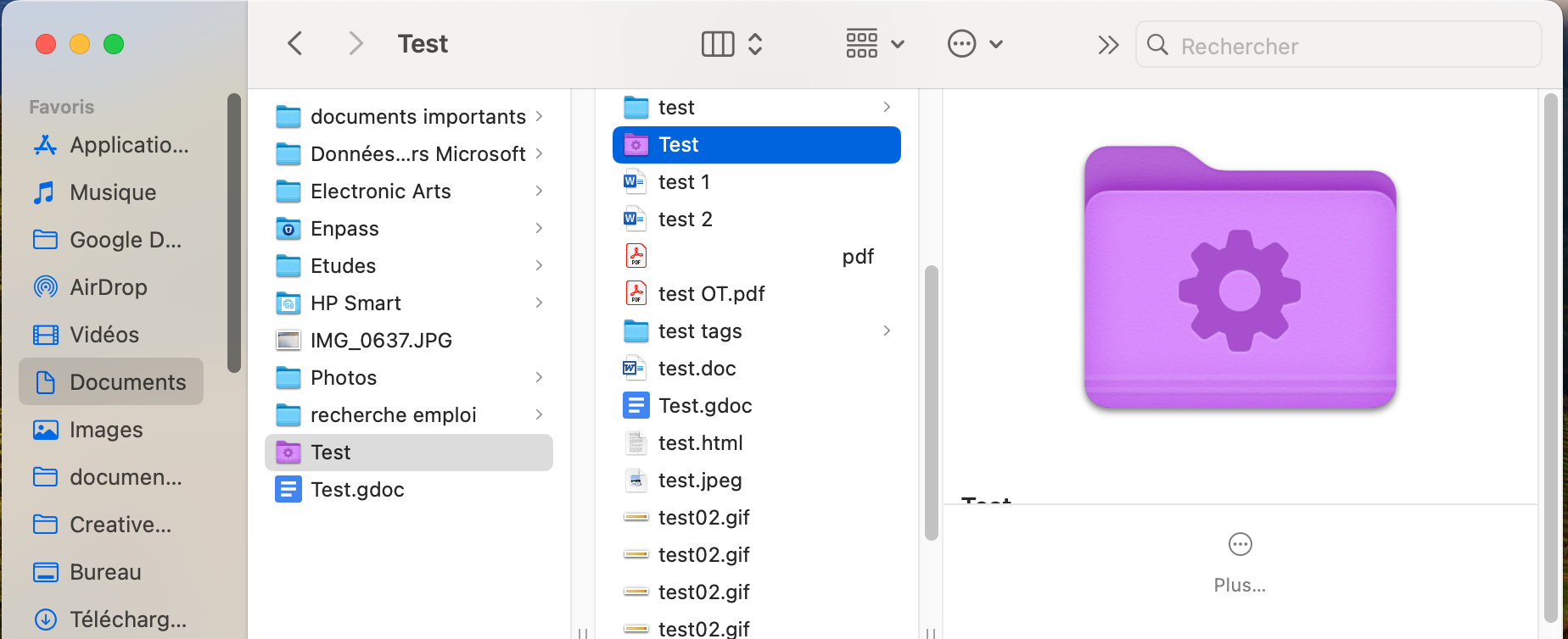 Enfin, dans Finder > Documents, vous pouvez maintenant voir les fichiers regroupés en fonction des attributs que vous avez récemment sélectionnés.