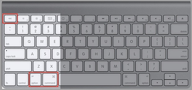 The Force Quit Applications window opened with Option + Command + Esc on a MacBook to close an app that is not opening on Mac.
