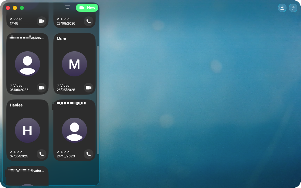 On the left-hand side of the FaceTime app, you’ll see a list of people you’ve recently called or who have called you.