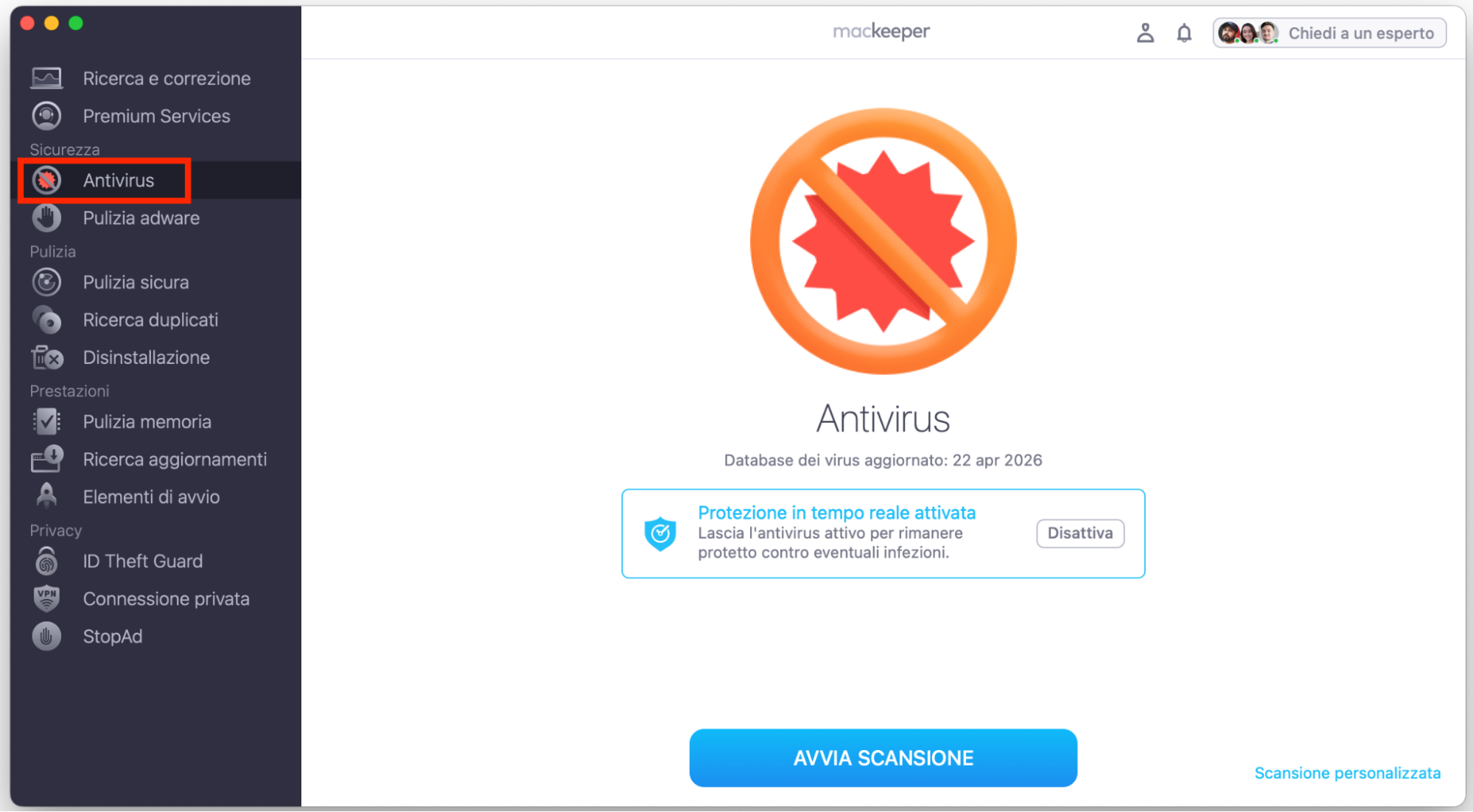 Lo strumento Antivirus di MacKeeper ti aiuta a proteggere le tue informazioni personali da qualsiasi intento malevolo. Proteggiti dai virus sul tuo Mac con la nostra app.