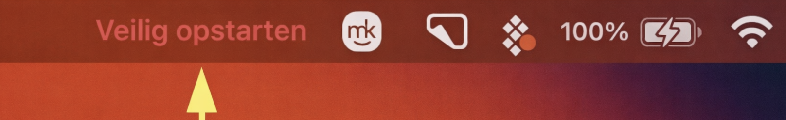 Je Mac geeft Veilige modus, Veilig opstarten of iets vergelijkbaars weer in de rechterbovenhoek als het apparaat succesvol in  Veilige modus  is opgestart. Probeer hier Finder te gebruiken en het probleem op te lossen als het probleem aanhoudt.