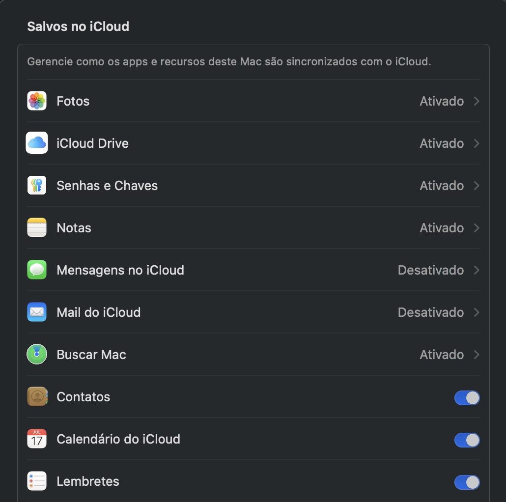 Faça login no iCloud Drive para transferir as fotos. No menu Apple, vá para Ajustes do Sistema e selecione a aba iCloud/Conta Apple. Marque a caixa ao lado da seção iCloud Drive e clique em Opções.
