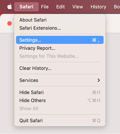 To get rid of the Grammarly browser extensions on Safari, open the Settings app from the menu bar.