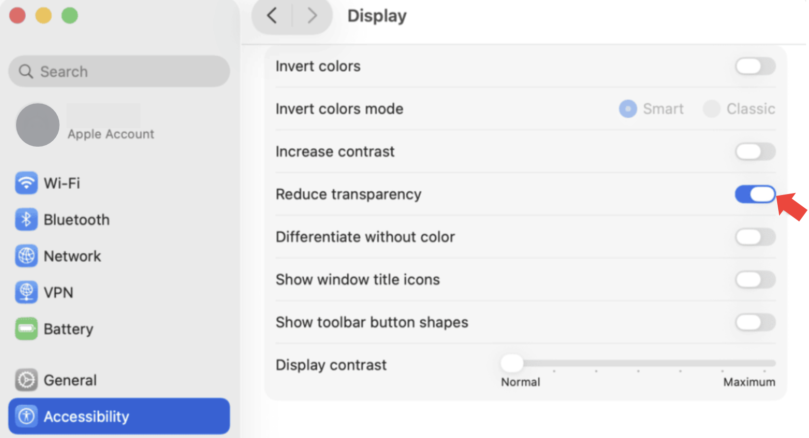 macOS Tahoe comes with alot of visual effects and special features which can start to overload your system and make it slow. That’s why we recommend opening System Settings > Accessibility > Display to be able to enable Reduce Transparency and Reduce Motion.