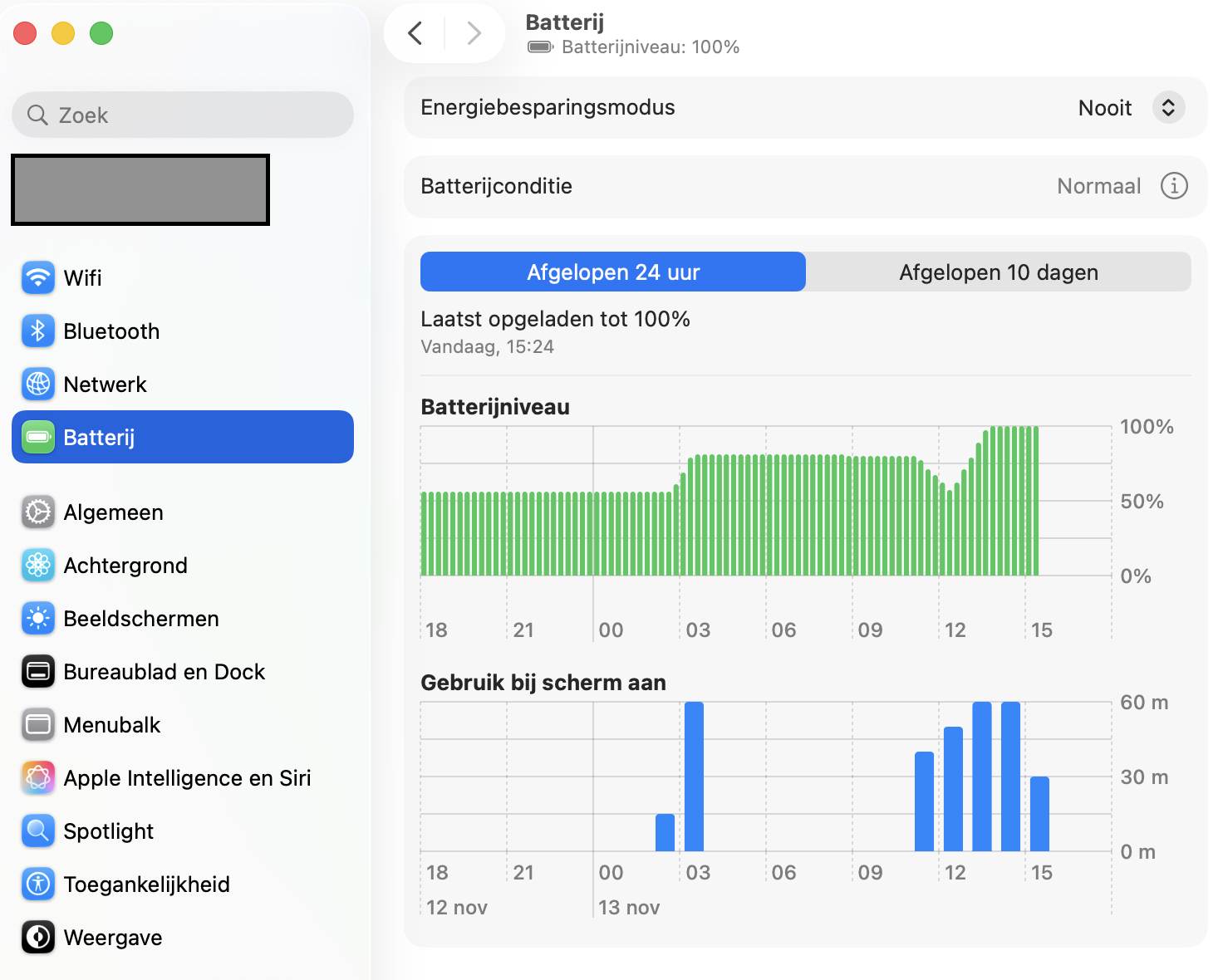 In de Systeeminstellingen kun je aanpassen hoe je Mac het opladen regelt. Dit kan invloed hebben op de warmte die je batterij produceert.