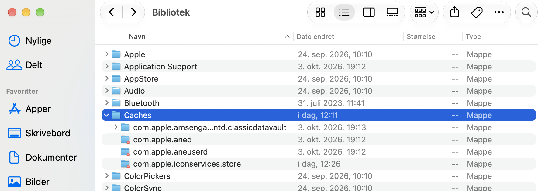 Hvis du er spesielt interessert i å slette buffer, naviger fra Finder til Gå > Gå til mappe, skriv deretter ~/Library og finn Caches-mappen.