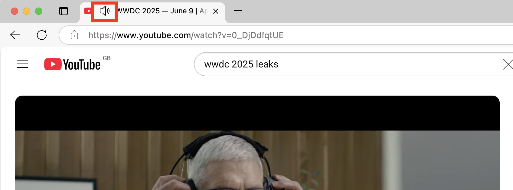The mute tab button, which looks like a speaker, in Microsoft Edge on Mac. To mute a tab, select it, then click the mute button.